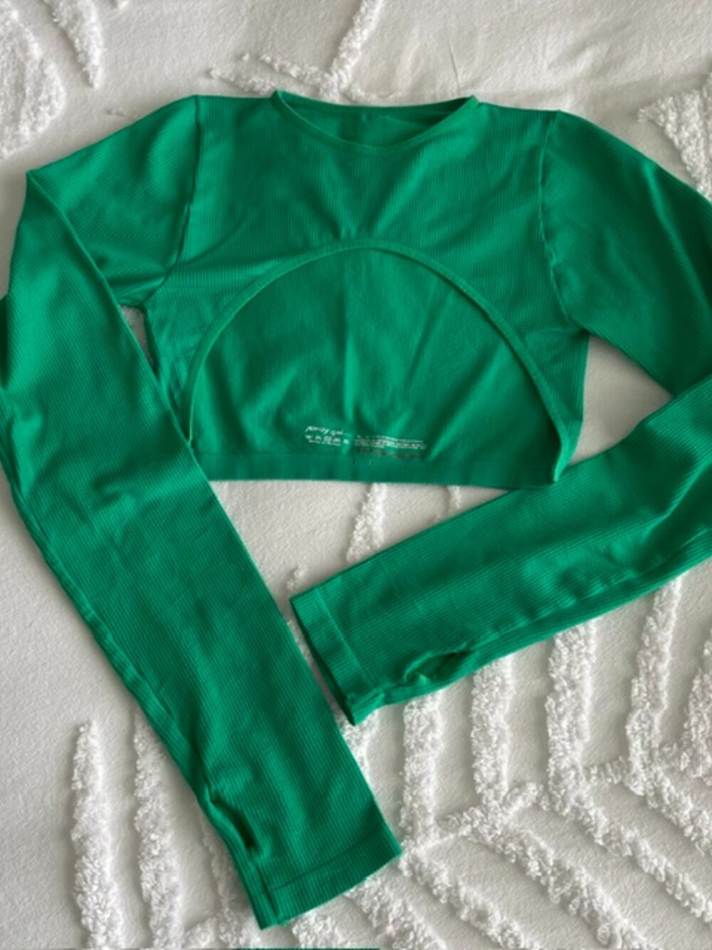 Nasty Gal Long Sleeve Crop Top - Green - Size XL